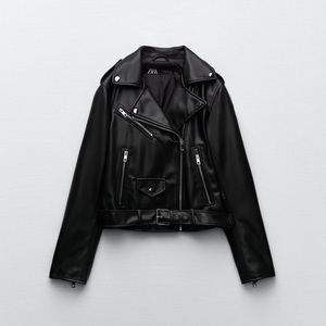 Zara Faux Leather Biker Jacket Black Size S